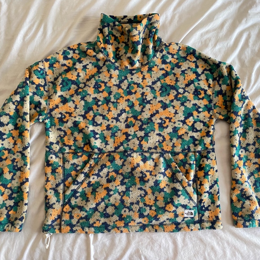 North face fleece funnel neck crew sweater